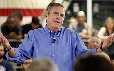 Republican presidential candidate and former Florida governor Jeb Bush a speaks during a campaign stop Thursday, Sept. 3, 2015, in Hampton. New Hampshire. (AP/Jim Cole)