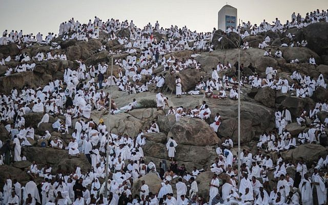Muslim pilgrims pray on a rocky hill called the Mountain of Mercy, on the Plain of Arafat, near the holy city of Mecca, Saudi Arabia, Wednesday, September 23, 2015 during the hajj pilgrimage. (AP/Mosa'ab Elshamy) Muslim pilgrims pray on a rocky hill called the Mountain of Mercy, on the Plain of Arafat, near the holy city of Mecca, Saudi Arabia, Wednesday, September 23, 2015 during the hajj pilgrimage. (AP/Mosa'ab Elshamy)