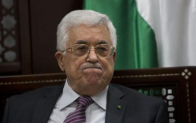 In this Wednesday, Sept. 16, 2015 file photo, Palestinian President Mahmoud Abbas makes comments to journalists on the ongoing unrest in Jerusalem, in the West Bank city of Ramallah. (AP Photo/Majdi Mohammed, File) In this Wednesday, Sept. 16, 2015 file photo, Palestinian President Mahmoud Abbas makes comments to journalists on the ongoing unrest in Jerusalem, in the West Bank city of Ramallah. (AP Photo/Majdi Mohammed, File)