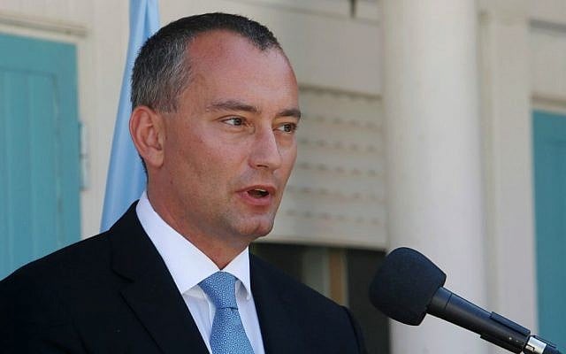 United Nations Special Coordinator for the Middle East Peace Process Nikolay Mladenov, talks during his a press conference in Gaza City, Thursday, Sept. 17, 2015. (AP Photo/Adel Hana)