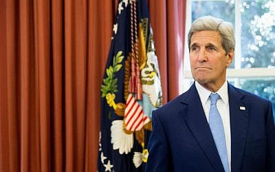 Secretary of State John Kerry at the Oval Office of the White House in Washington, DC, on September 15, 2015 (AP/Andrew Harnik)
