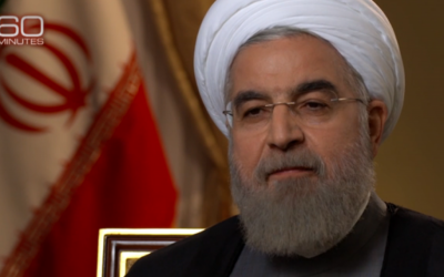 Iranian President Hassan Rouhani speaks to CBS on September 18, 2015. (screen capture: CBS 60 Minutes)