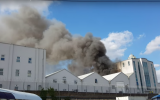 The Baitul Futuh Mosque in Morden, London engulfed in flames on September 26, 2015. (screenshot: YouTube)