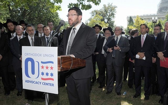 Orthodox Rabbi Marc Penner speaking at the Tea Party rally against the Iran deal on Capitol Hill in Washington, D.C. on September 9, 2015. (JTA/Ron Kampeas) Orthodox Rabbi Marc Penner speaking at the Tea Party rally against the Iran deal on Capitol Hill in Washington, D.C. on September 9, 2015. (JTA/Ron Kampeas)