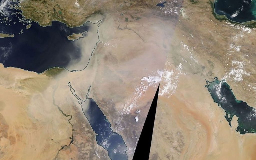 A satellite image of Israel taken September 9, 2015 (screen capture: NASA)