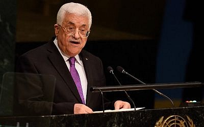 Palestinian Authority president Mahmoud Abbas addresses the 70th session of the United Nations General Assembly September 30, 2015 at the United Nations in New York. (AFP/DON EMMERT) Palestinian Authority president Mahmoud Abbas addresses the 70th session of the United Nations General Assembly September 30, 2015 at the United Nations in New York. (AFP/DON EMMERT)