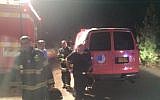 Illustrative: Firefighters respond to an ammonia leak at a factory in Kibbutz Eilon, September 15, 2015. (Zebulon Fire Station)