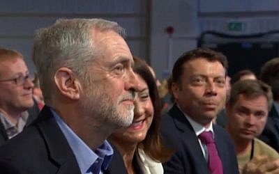 Jeremy Corbyn smiles as the results of the British Labour party leadership election show him to be the clear winner on Saturday, September 12, 2015. (screen capture) Jeremy Corbyn smiles as the results of the British Labour party leadership election show him to be the clear winner on Saturday, September 12, 2015. (screen capture)