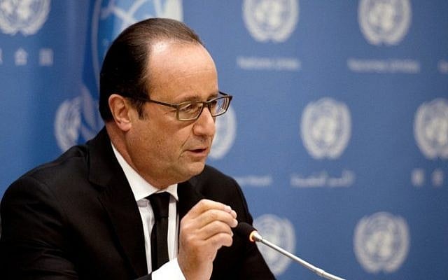French President Francois Hollande speaks on French intervention in Syria during the 70th UN General Assembly on September 27, 2015, in New York. (AFP/POOL/ALAIN JOCARD) French President Francois Hollande speaks on French intervention in Syria during the 70th UN General Assembly on September 27, 2015, in New York. (AFP/POOL/ALAIN JOCARD)