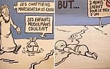 New Charlie Hebdo cartoons depicting drowned Syrian child Aylan Kurdi, published in the magazine's issue of September 9, 2015. (Charlie Hebdo)