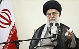 In this picture released by the office of the Iranian leader on Thursday, September 3, 2015, Supreme Leader Ayatollah Ali Khamenei speaks in a meeting with members of Iran's Experts Assembly in Tehran, Iran. (Office of the Iranian Supreme Leader via AP)