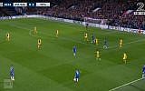 Chelsea on the attack against Maccabi Tel Aviv at Stamford Bridge, London, in the European Champions League, September 16, 2015 (Channel 2 screenshot)