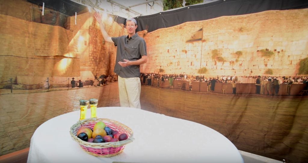 Andy Alperin in his Panoramic Kotel Sukkah (Courtesy Andy Alperin)