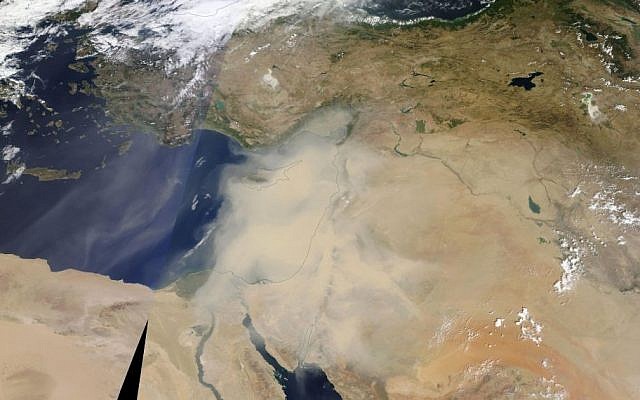 A September 8 image of the Middle East during a sandstorm. (screenshot: NASA) A September 8 image of the Middle East during a sandstorm. (screenshot: NASA)