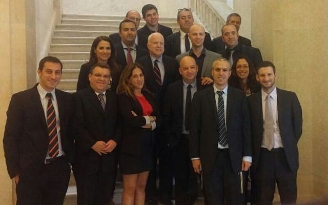 Israeli diplomatic correspondents meet with Senator John McCain in Washington, DC, August 2015(Courtesy) Israeli diplomatic correspondents meet with Senator John McCain in Washington, DC, August 2015(Courtesy)