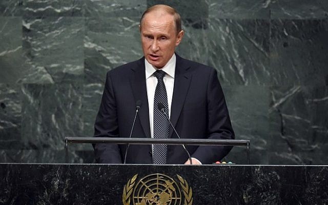 Russian President Vladimir Putin, addresses the 70th Session of the UN General Assembly September 28, 2015 at the UN in New York. (AFP/ TIMOTHY A. CLARY) Russian President Vladimir Putin, addresses the 70th Session of the UN General Assembly September 28, 2015 at the UN in New York. (AFP/ TIMOTHY A. CLARY)
