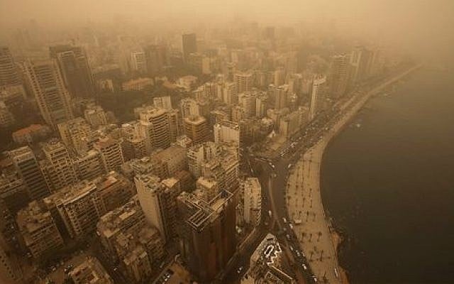 A sandstorm shrouds the city of Beirut, Lebanon, Tuesday, Sept. 8, 2015. (AP Photo/Hussein Malla) A sandstorm shrouds the city of Beirut, Lebanon, Tuesday, Sept. 8, 2015. (AP Photo/Hussein Malla)