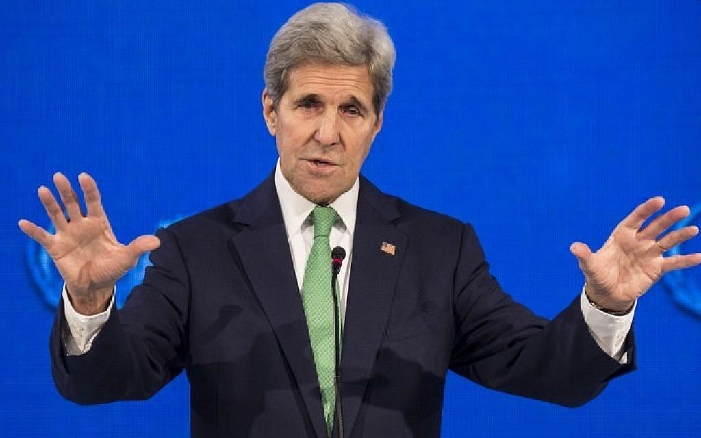 US Secretary of State John Kerry delivers a speech at the "Our Ocean" meeting in Vina del Mar, Chile, October 5, 2015. (AFP/MARTIN BERNETTI) US Secretary of State John Kerry delivers a speech at the "Our Ocean" meeting in Vina del Mar, Chile, October 5, 2015. (AFP/MARTIN BERNETTI)