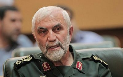 A file picture taken in Tehran on September 6, 2011, shows Iran's Revolutionary Guards Brig. Gen. Hossein Hamedani attending a ceremony. (AFP Photo/Behrouz Mehri)