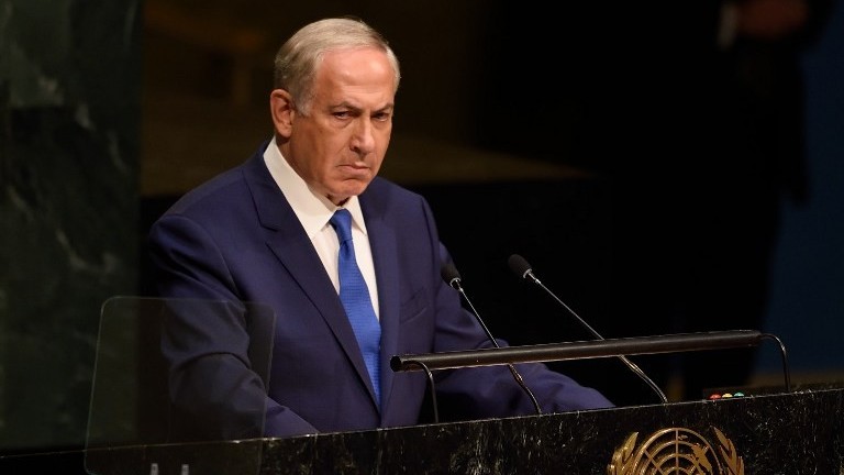 Prime Minister Benjamin Netanyahu pauses in silence as he addresses the 70th session of the United Nations General Assembly October 1, 2015 at the United Nations in New York (AFP PHOTO/DON EMMERT) Prime Minister Benjamin Netanyahu pauses in silence as he addresses the 70th session of the United Nations General Assembly October 1, 2015 at the United Nations in New York (AFP PHOTO/DON EMMERT)
