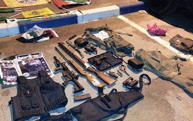 A weaponry cache found by IDF troops in T'lat, a West Bank town south of Qalqilya, on Oct. 26, 2015. (IDF Spokesperson's Unit) A weaponry cache found by IDF troops in T'lat, a West Bank town south of Qalqilya, on Oct. 26, 2015. (IDF Spokesperson's Unit)