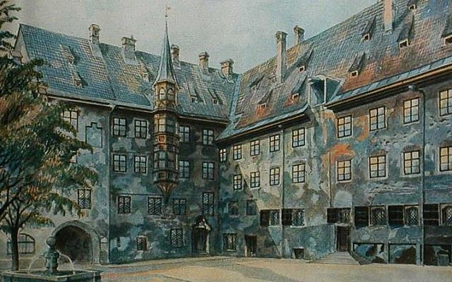 Illustrative: A painting, "The Courtyard of the Old Residency in Munich," painted by a young Adolf Hitler, before he turned to politics. (Public Domain). Illustrative: A painting, "The Courtyard of the Old Residency in Munich," painted by a young Adolf Hitler, before he turned to politics. (Public Domain).