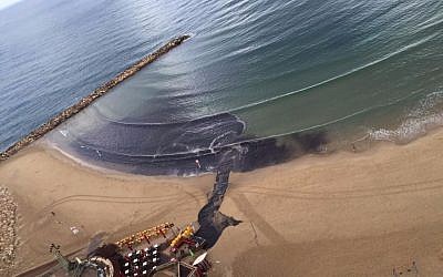 Runoff on the beach in Tel Aviv this week. (Courtesy Zalul Environmental Association)