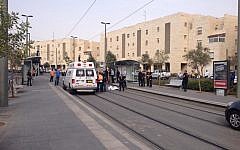 Rescue services at the scene of a stabbing attack in Jerusalem's Pisgat Zeev neighborhood on October 12, 2015. (Israel Police)