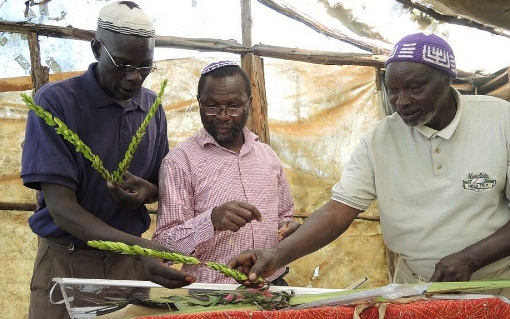Illustrative: Members of the Kasuku Jewish Community in Kenya put together the lulav and etrog for the first time on October 5, 2015. (Melanie Lidman/Times of Israel) Illustrative: Members of the Kasuku Jewish Community in Kenya put together the lulav and etrog for the first time on October 5, 2015. (Melanie Lidman/Times of Israel)