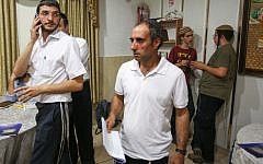 Hagai Amir, center, at a ceremony in Jerusalem on November 1, 2012, marking the anniversary of the death of Meir Kahane. (Oren Nahshon / FLASH90)