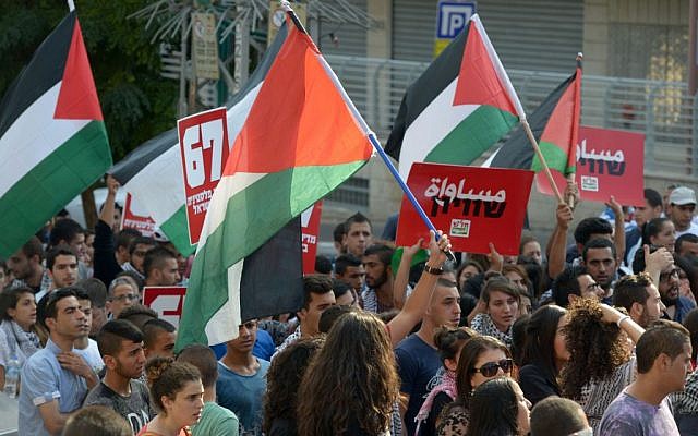Some 1,500 Israeli Arabs protest 'the Israeli occupation' in the northern Israeli city of Nazareth on October 10, 2015. (Basel Awidat/Flash90) Some 1,500 Israeli Arabs protest 'the Israeli occupation' in the northern Israeli city of Nazareth on October 10, 2015. (Basel Awidat/Flash90)