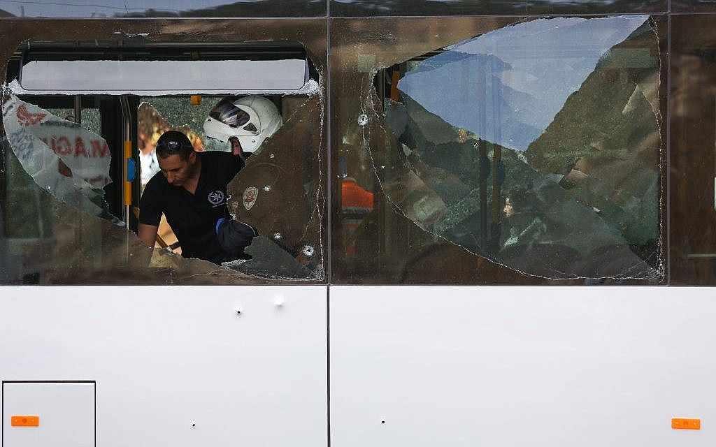 The site of a terror attack in the Armon Hanatziv neighborhood of Jerusalem. (Yonatan Sindel/FLASH90)