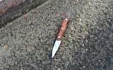 Police release a photo of a knife they say was being concealed by an East Jerusalem man who was found observing homes in the Nof Zion neighborhood of the capital on October 23, 2015. (Israel Police)