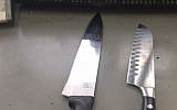 Two knives found in the possession of East Jerusalem schoolboys who allegedly intended to use them in a stabbing attack (Courtesy: Border Police)
