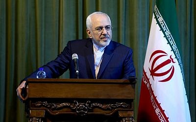 Iranian Foreign Minister Mohammad Javad Zarif listens to a question during a press conference with his German counterpart Frank-Walter Steinmeier in Tehran, Iran, October 17, 2015.  (AP Photo/Ebrahim Noroozi, File)