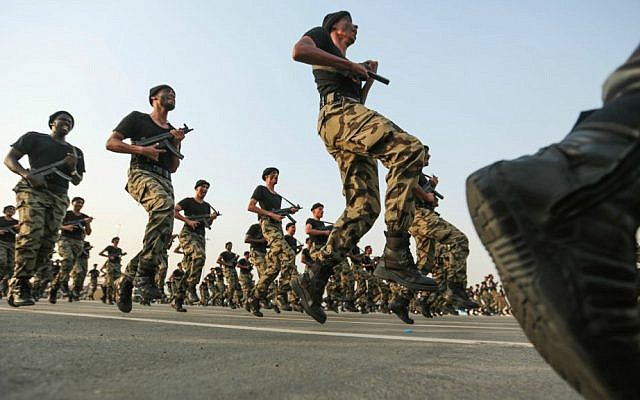 In this Thursday, Sept. 17, 2015, file photo, Saudi security forces take part in a military parade in preparation for the annual Hajj pilgrimage in Mecca, Saudi Arabia. (AP Photo/Mosa'ab Elshamy, File) In this Thursday, Sept. 17, 2015, file photo, Saudi security forces take part in a military parade in preparation for the annual Hajj pilgrimage in Mecca, Saudi Arabia. (AP Photo/Mosa'ab Elshamy, File)