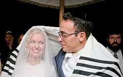 The illegal, yet 100% halachic Jewish wedding of Mark Halawa and wife, Linda Brunnel in Israel, 2014 (Courtesy of Yonit Schiller)