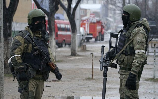 Illustrative photo of Russian special force soldiers during an anti-terrorist operation in Makhachkala, the regional capital of Dagestan, Russia, on January 20, 2014. (Abdula Magomedov/NewsTeam via AP, File) Illustrative photo of Russian special force soldiers during an anti-terrorist operation in Makhachkala, the regional capital of Dagestan, Russia, on January 20, 2014. (Abdula Magomedov/NewsTeam via AP, File)