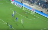 Jason Demetriou fires home the winning goal for Cyprus in its 2-1 defeat of Israel at Teddy Stadium, October 10, 2015 (YouTube screenshot)