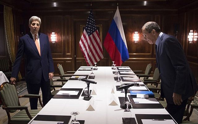 US Secretary of State John Kerry, left, and Russian Foreign Minister Sergey Lavrov take their seats following a photo a photo opportunity in Vienna, Friday, Oct. 23, 2015. (Carlo Allegri/Pool Photo via AP) US Secretary of State John Kerry, left, and Russian Foreign Minister Sergey Lavrov take their seats following a photo a photo opportunity in Vienna, Friday, Oct. 23, 2015. (Carlo Allegri/Pool Photo via AP)