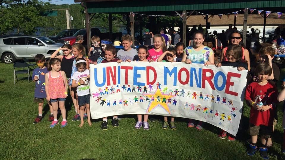 Children protest at a United Monroe demonstration against the Kiryas Joel annexation of some 164 acres of its town. (courtesy) Children protest at a United Monroe demonstration against the Kiryas Joel annexation of some 164 acres of its town. (courtesy)