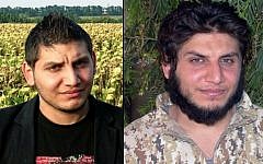 Mohammed Dalaeen, a son of Jordanian parliament member Mazen Dalaeen before (L) and after joining Islamic State extremists (Courtesy of the Dalaeen family/Militant website via AP)
