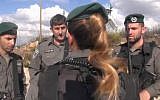 Cpl. A, a border policewoman who immigrated from France, shot two Palestinian assailants at the Tapuah Junction on Friday, October 30, 2015 (Israel Police video)