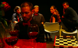 'Drinkers,' an absurdist comedy at Tel Aviv University's SmallBama Festival, that opened Sunday night (Courtesy Yam Drori Ben Sasson)