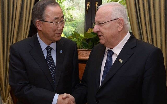 UN Secretary-General Ban Ki-moon meets with President Reuven Rivlin in Jerusalem on October 20, 2015. (Photo: President Rivlin's Facebook page) UN Secretary-General Ban Ki-moon meets with President Reuven Rivlin in Jerusalem on October 20, 2015. (Photo: President Rivlin's Facebook page)