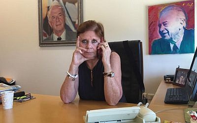 Dalia Rabin at work in her office at the Yitzhak Rabin Center (DH/ToI)