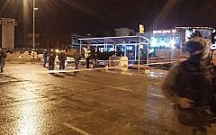 Israeli security forces attend the scene of stabbing attack at a bus stop at the Gush Etzion settlement bloc in the West Bank, on October 27, 2015 (photo courtesy of Gush Etzion Regional Council)