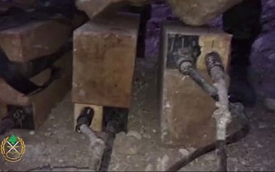 A device concealed in an artificial rock in the southern Lebanese town of Bani Hayyan. According to the Lebanese army, the device is an Israeli surveillance camera. (Screen capture Lebanese Armed Forces Facebook page)