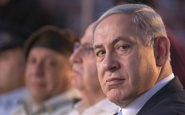 Prime Minister Benjamin Netanyahu attends a ceremony honoring World War II veterans and marking the 70th anniversary of the Allied victory over Nazi Germany at the Armored Corps Memorial and Museum at Latrun Junction, Jerusalem, May 7, 2015. (Jack Guez/Pool Photo via AP Images) Prime Minister Benjamin Netanyahu attends a ceremony honoring World War II veterans and marking the 70th anniversary of the Allied victory over Nazi Germany at the Armored Corps Memorial and Museum at Latrun Junction, Jerusalem, May 7, 2015. (Jack Guez/Pool Photo via AP Images)