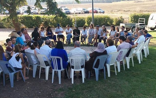 Discussions between Arabs and Jews after a “human chain” event calling for coexistence on October 16, 2015 (JTA/Facebook) Discussions between Arabs and Jews after a “human chain” event calling for coexistence on October 16, 2015 (JTA/Facebook)